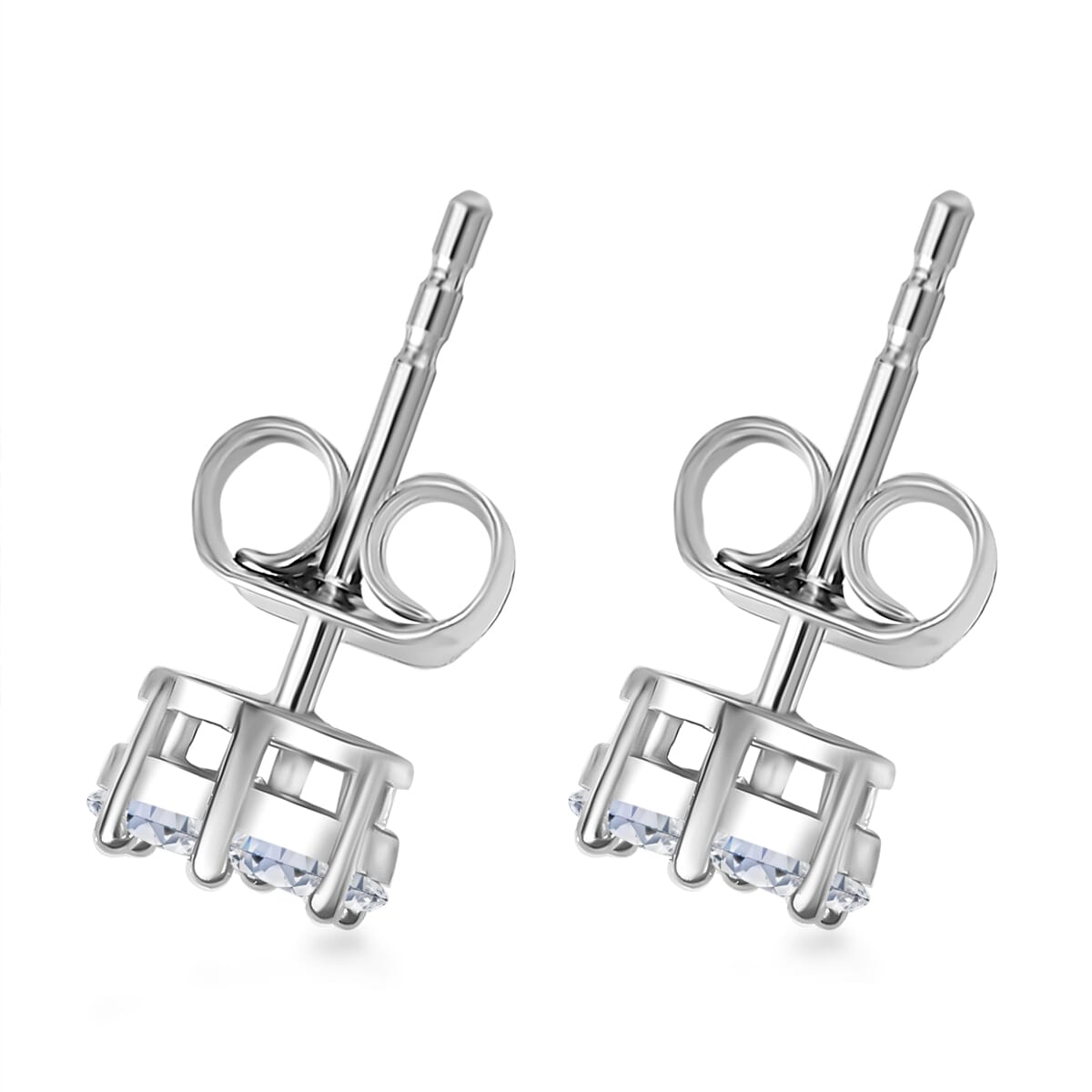 Luxuriant Lab Grown Diamond G-H SI 1.50 ctw Floral Stud Earrings in Rhodium Over Sterling Silver  image number 3