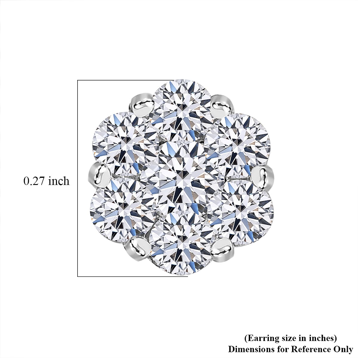 Luxuriant Lab Grown Diamond G-H SI 1.50 ctw Floral Stud Earrings in Rhodium Over Sterling Silver (Del. in 12-15 Days)