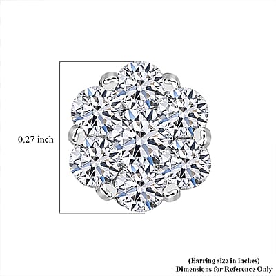 Luxuriant Lab Grown Diamond G-H SI 1.50 ctw Floral Stud Earrings in Rhodium Over Sterling Silver