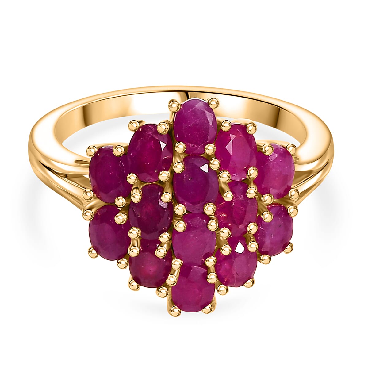 Ruby 3.50 ctw Ring in 18K Vermeil Yellow Gold Over Sterling Silver (Size 8.0)