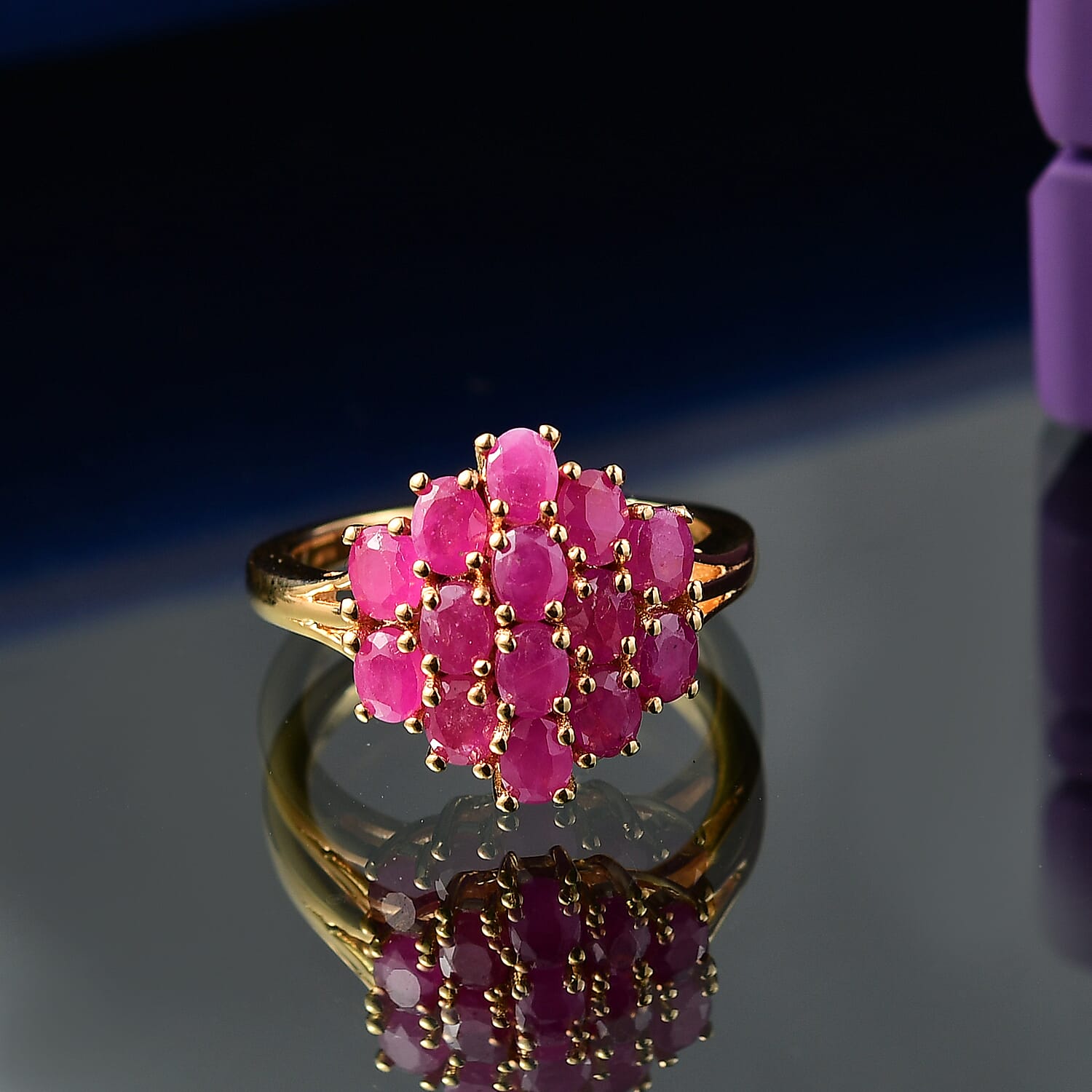 Ruby 3.50 ctw Ring in 18K Vermeil Yellow Gold Over Sterling Silver (Size 8.0)