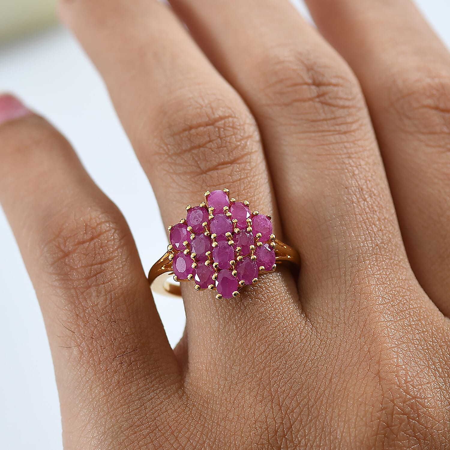 Ruby 3.50 ctw Ring in 18K Vermeil Yellow Gold Over Sterling Silver (Size 8.0)