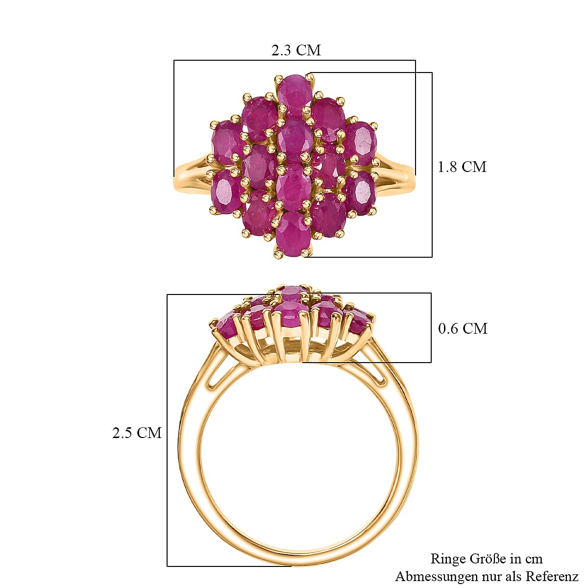 Ruby 3.50 ctw Ring in 18K Vermeil Yellow Gold Over Sterling Silver (Size 8.0)