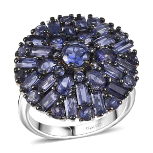 D'Joy Premium Catalina Iolite 4.00 ctw Starflare Ring in Rhodium Over Sterling Silver (Size 10.0)