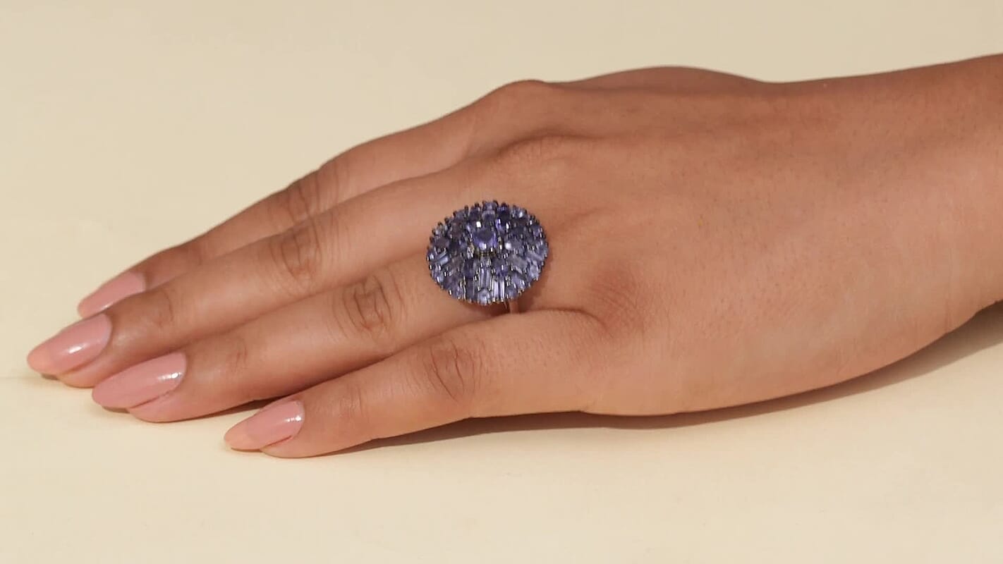 D'Joy Premium Catalina Iolite Cosmic Storm Ring in Rhodium Over Sterling Silver (Size 10.0) 4.00 ctw