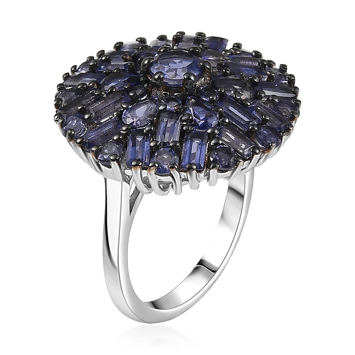 D'Joy Premium Catalina Iolite 4.00 ctw Starflare Ring in Rhodium Over Sterling Silver (Size 10.0)