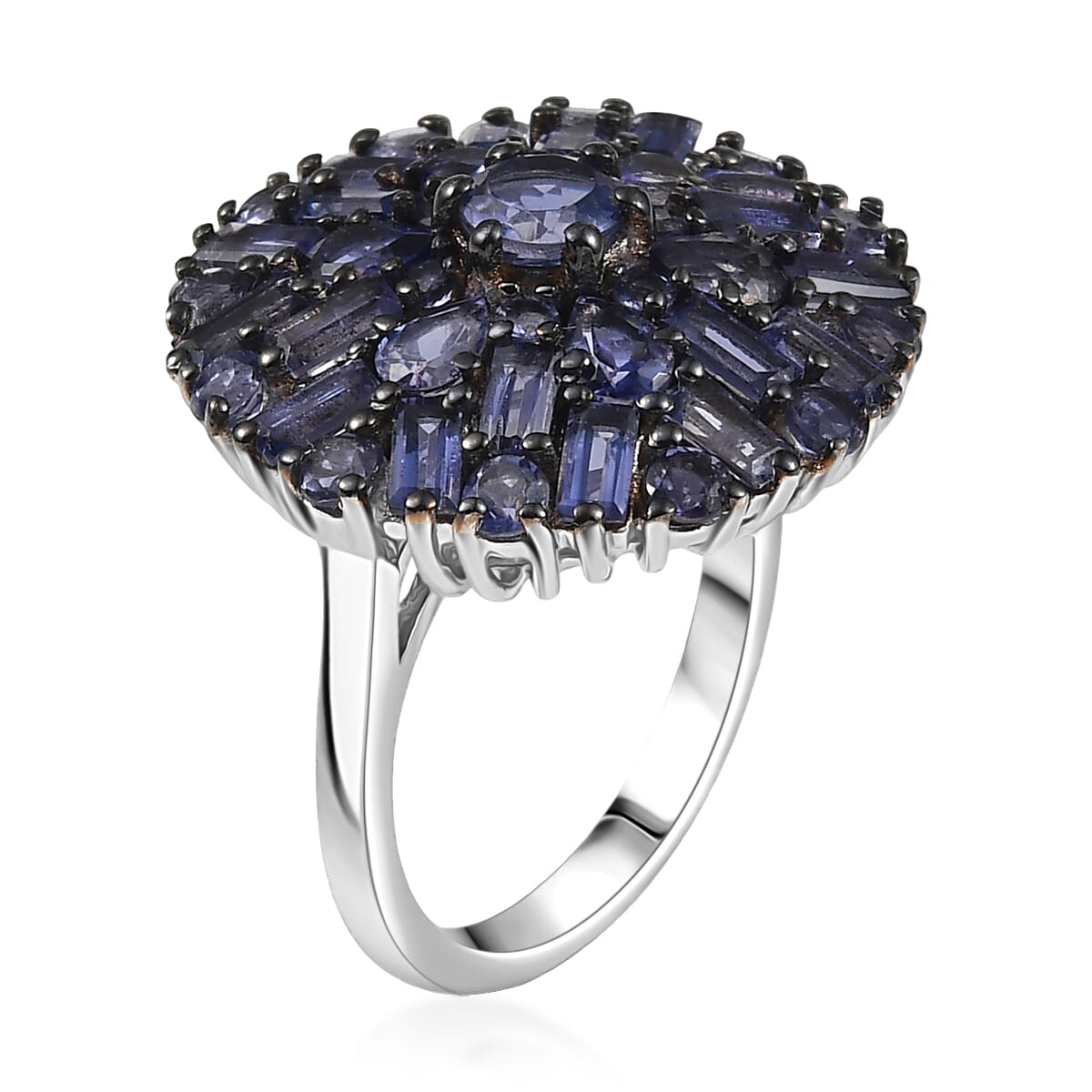 D'Joy Premium Catalina Iolite 4.00 ctw Starflare Ring in Rhodium Over Sterling Silver (Size 10.0) image number 3