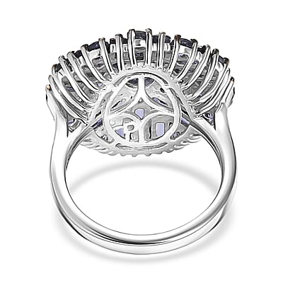 D'Joy Premium Catalina Iolite 4.00 ctw Starflare Ring in Rhodium Over Sterling Silver (Size 10.0)