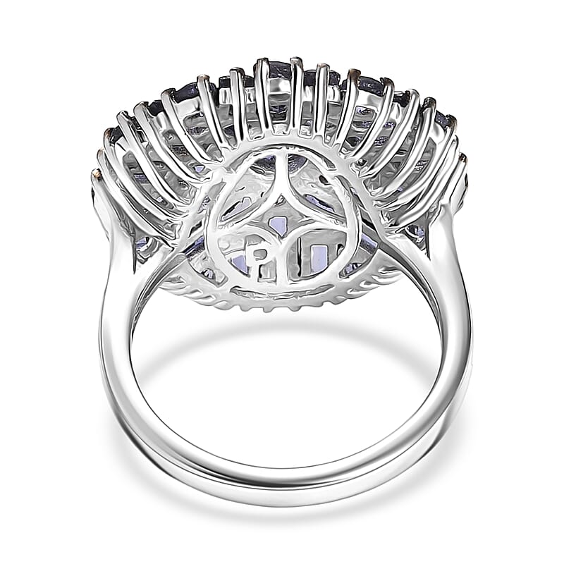 D'Joy Premium Catalina Iolite 4.00 ctw Starflare Ring in Rhodium Over Sterling Silver (Size 10.0)
