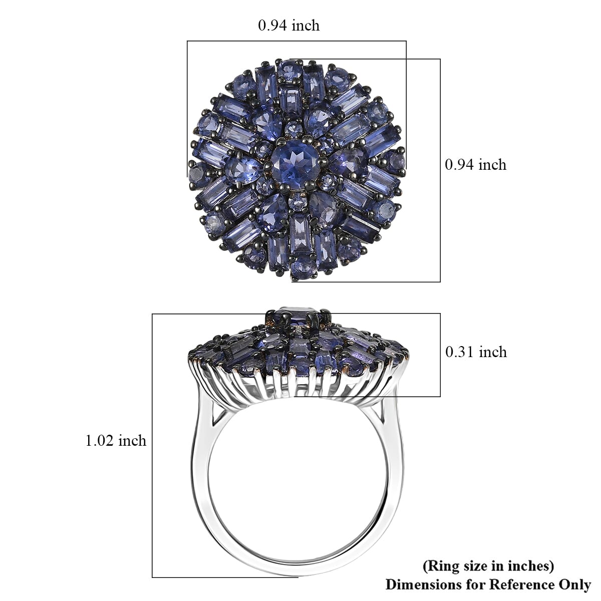 D'Joy Premium Catalina Iolite 4.00 ctw Starflare Ring in Rhodium Over Sterling Silver (Size 10.0) image number 5