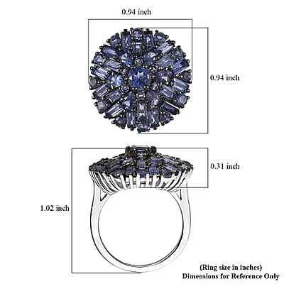 D'Joy Premium Catalina Iolite 4.00 ctw Starflare Ring in Rhodium Over Sterling Silver (Size 10.0)