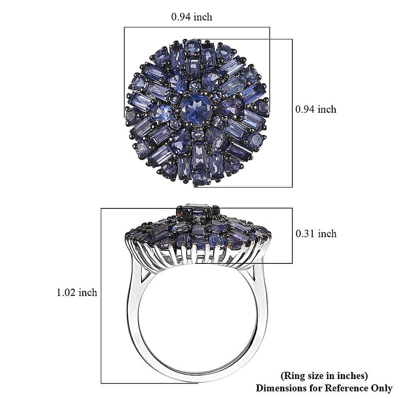 D'Joy Premium Catalina Iolite 4.00 ctw Starflare Ring in Rhodium Over Sterling Silver (Size 10.0)