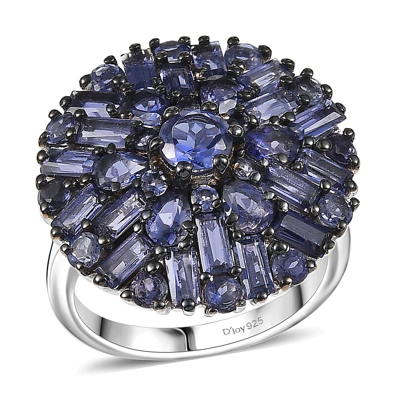 D'Joy Premium Catalina Iolite 4.00 ctw Starflare Ring in Rhodium Over Sterling Silver (Size 5.0)