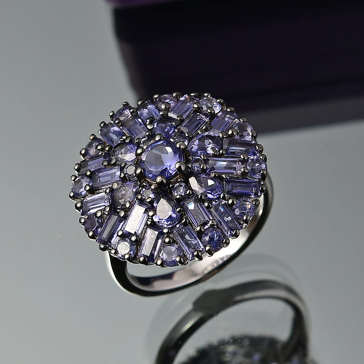 D'Joy Premium Catalina Iolite 4.00 ctw Starflare Ring in Rhodium Over Sterling Silver (Size 5.0) image number 1