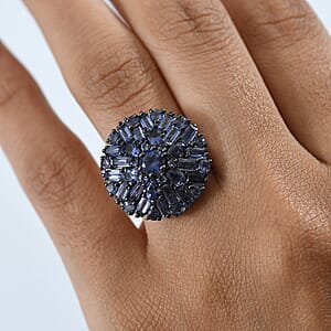 D'Joy Premium Catalina Iolite 4.00 ctw Starflare Ring in Rhodium Over Sterling Silver (Size 6.0)