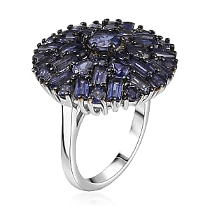 D'Joy Premium Catalina Iolite 4.00 ctw Starflare Ring in Rhodium Over Sterling Silver (Size 6.0)