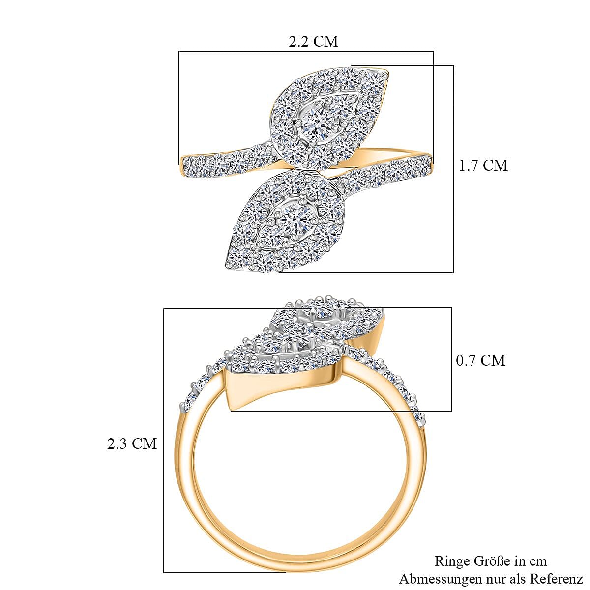 Luxuriant Lab Grown Diamond 1.00 ctw Ring in Vermeil Yellow Gold Over Sterling Silver (Size 11.)