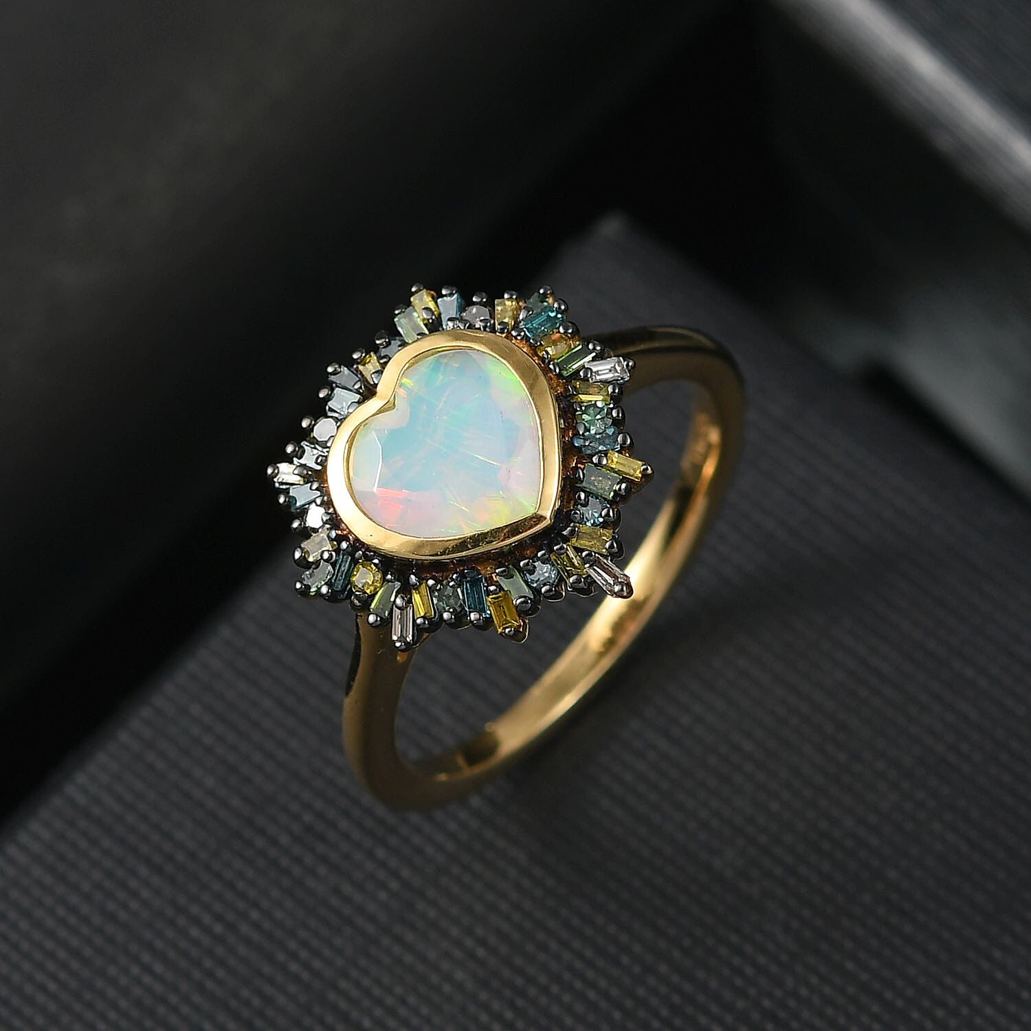 D’joy Ethiopian Welo Opal, Multi Gemstone 2.06 ctw Ring in 18K Vermeil Yellow Gold Over Sterling Silver (Size 9.0)