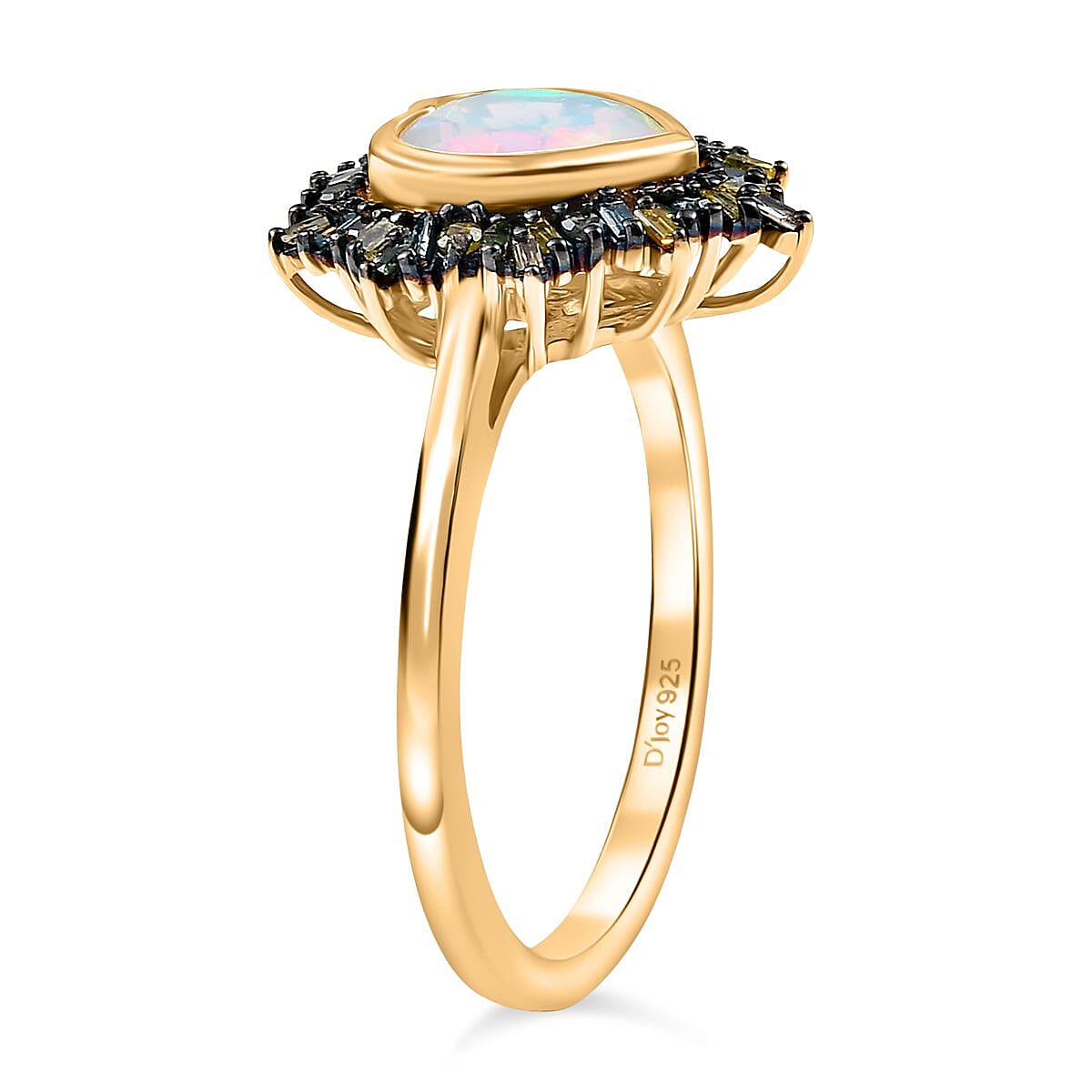 D’joy Ethiopian Welo Opal, Multi Gemstone 2.06 ctw Ring in 18K Vermeil Yellow Gold Over Sterling Silver (Size 9.0)