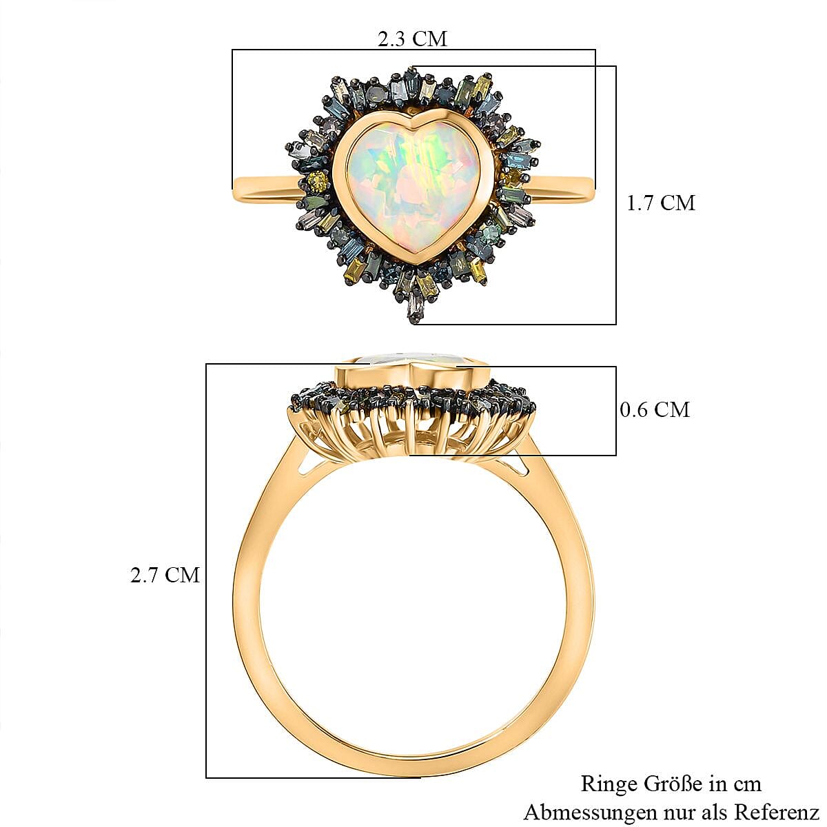 D’joy Ethiopian Welo Opal, Multi Gemstone 2.06 ctw Ring in 18K Vermeil Yellow Gold Over Sterling Silver (Size 9.0)