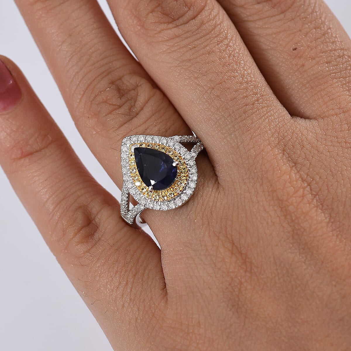 D'Joy Catalina Iolite and Multi Gemstone 2.25 ctw Solar Halo Ring in Rhodium Over Sterling Silver (Size 10.0) image number 2