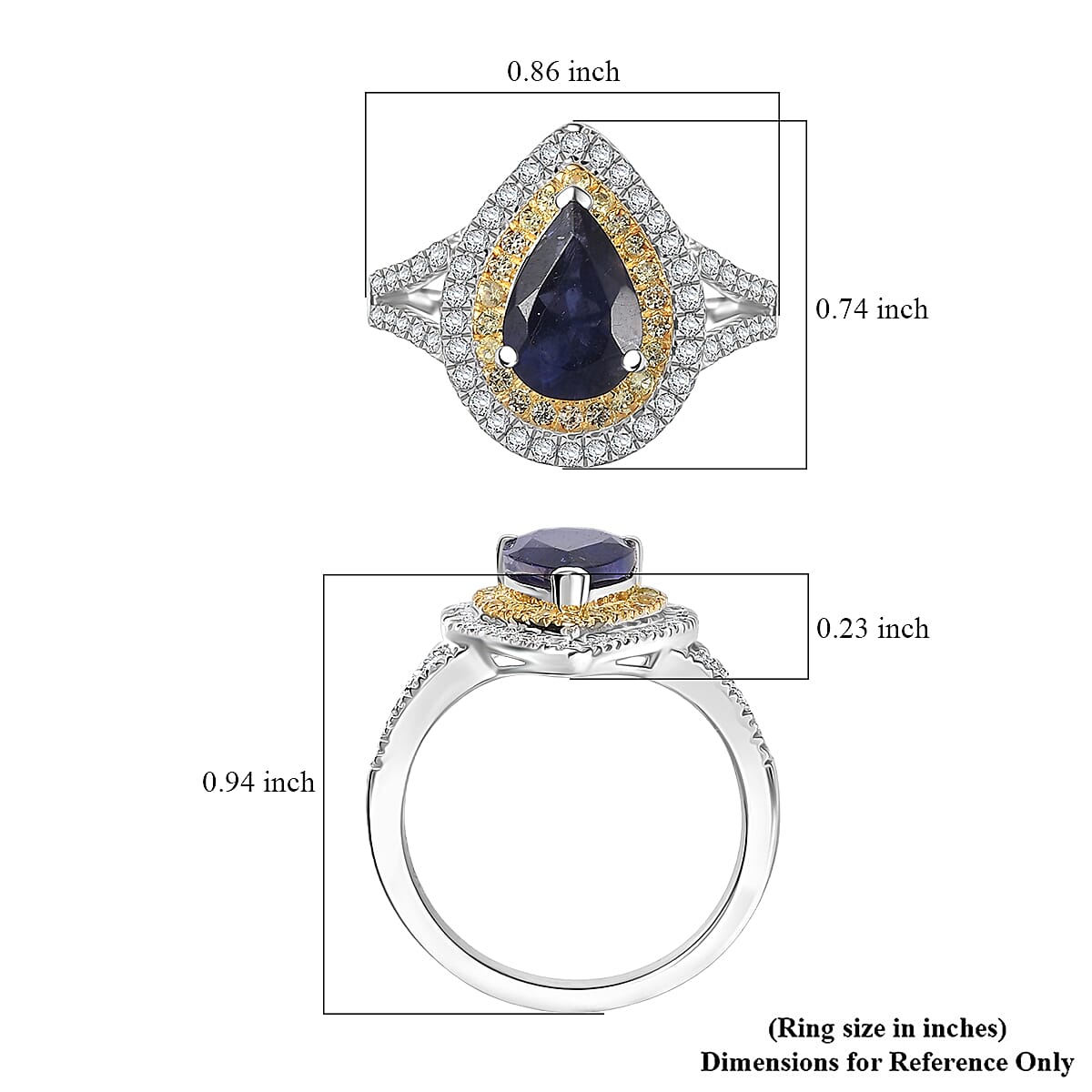 D'Joy Catalina Iolite and Multi Gemstone 2.25 ctw Solar Halo Ring in Rhodium Over Sterling Silver (Size 10.0) image number 5