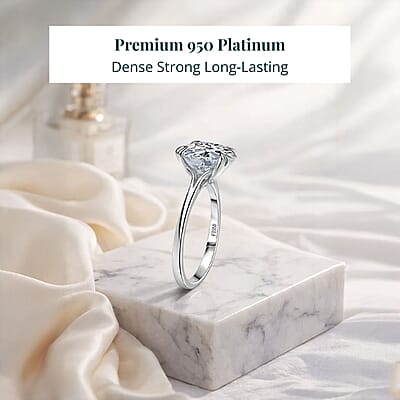 IGI Certified Luxuriant Lab Grown Diamond, Lab Grown Blue Diamond Ring in 950 Platinum 5.00 ctw (Size 10.0)