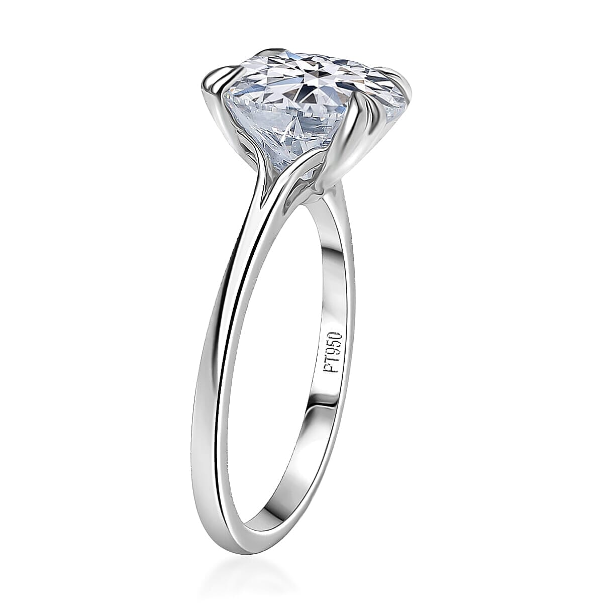 IGI Certified 950 Platinum Luxuriant Lab Grown Diamond (G, VS) and Lab Grown Blue Diamond (IR) Ring (Size 9.0) 5.00 ctw image number 3