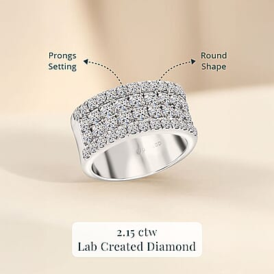 Luxuriant Lab Grown Diamond 2.14 ctw Ring in Sterling Silver (Size 10.0)