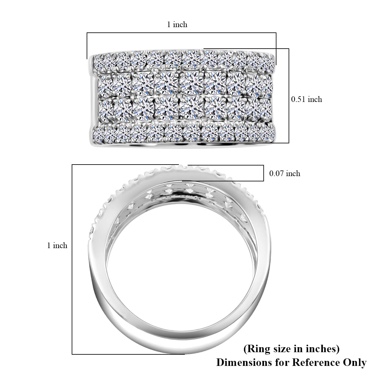 Luxuriant Lab Grown Diamond G SI 2.14 ctw Ring in Sterling Silver (Size 7.0) image number 4