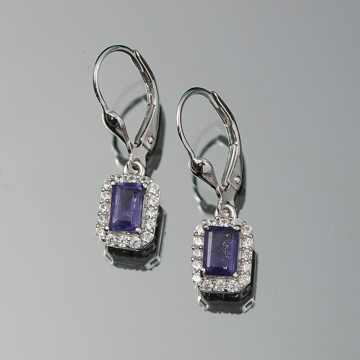D'Joy Catalina Iolite and White Zircon 1.75 ctw Nebula Glow Earrings in Rhodium Over Sterling Silver image number 1