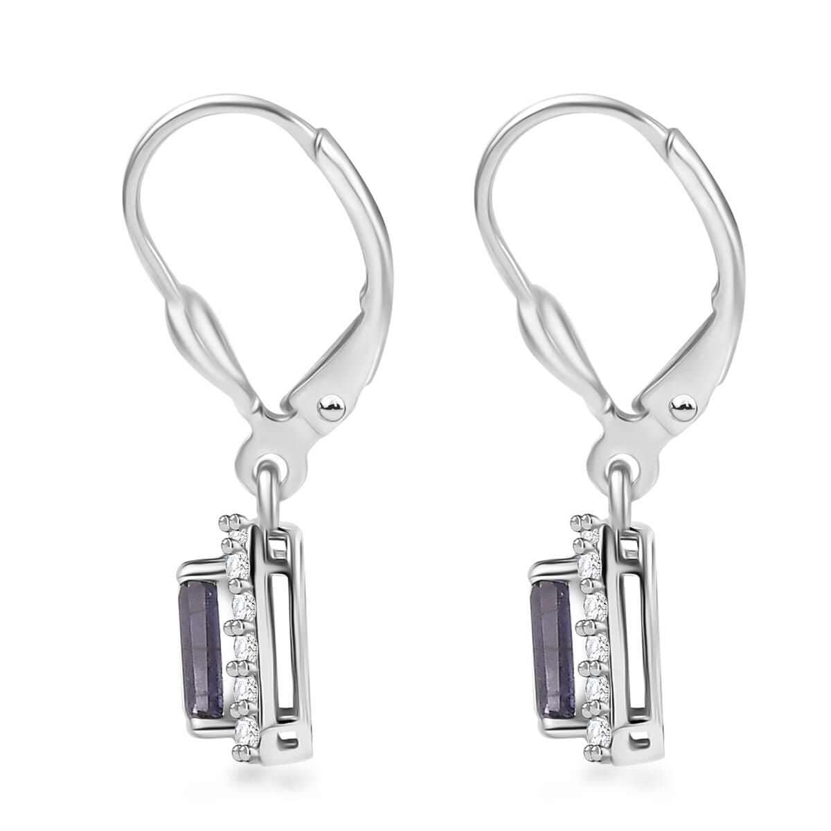 D'Joy Catalina Iolite and White Zircon 1.75 ctw Nebula Glow Earrings in Rhodium Over Sterling Silver image number 3
