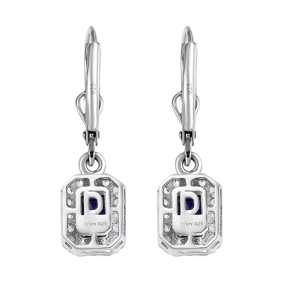 D'Joy Catalina Iolite and White Zircon 1.75 ctw Nebula Glow Earrings in Rhodium Over Sterling Silver image number 4