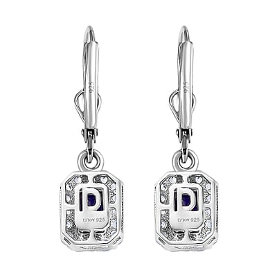 D'Joy Catalina Iolite and White Zircon 1.75 ctw Nebula Glow Earrings in Rhodium Over Sterling Silver