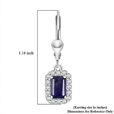 D'Joy Catalina Iolite and White Zircon 1.75 ctw Nebula Glow Earrings in Rhodium Over Sterling Silver