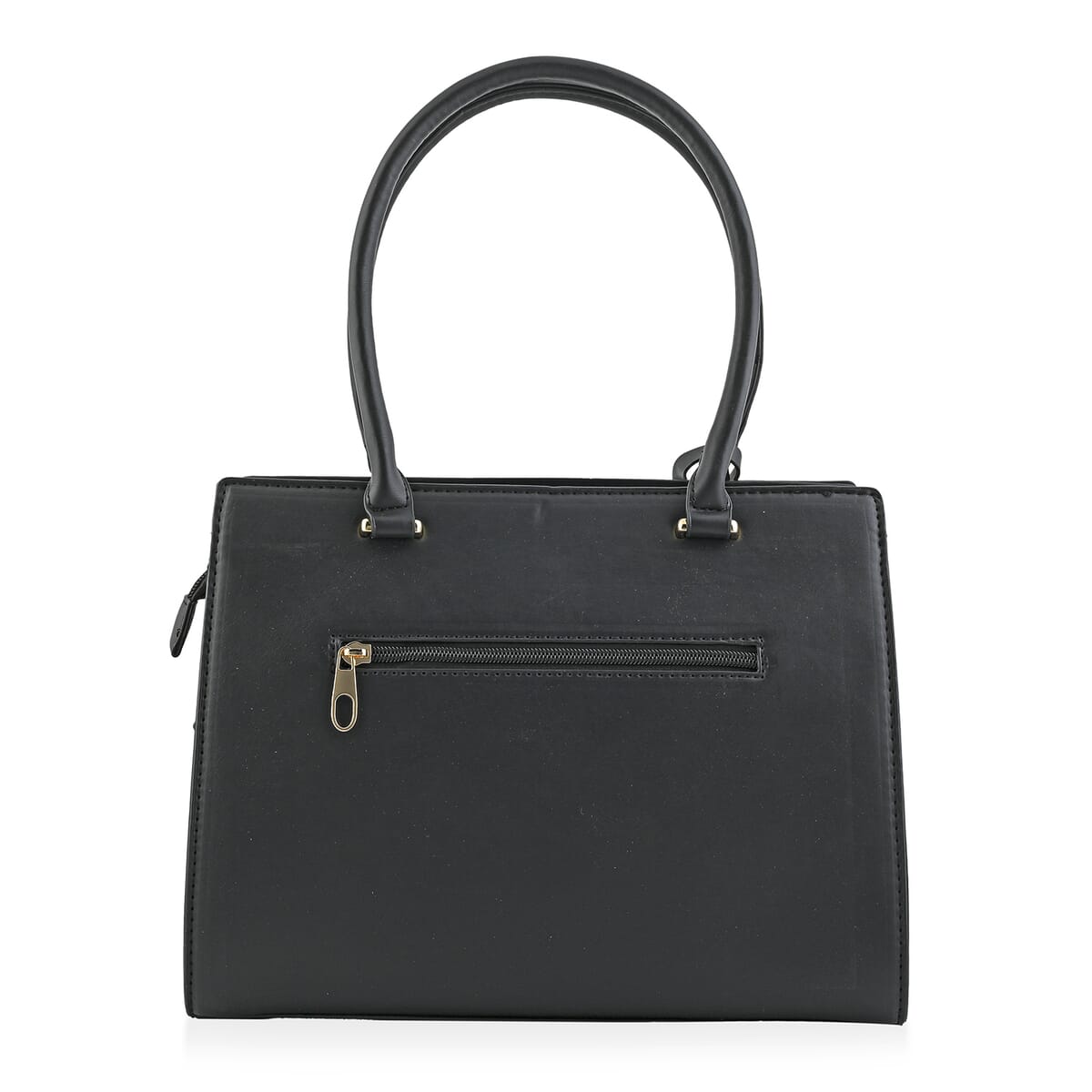 Cee Klein Black Faux Leather Shoulder Bag with Top Zipper image number 2