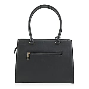 Cee Klein Black Faux Leather Shoulder Bag with Top Zipper