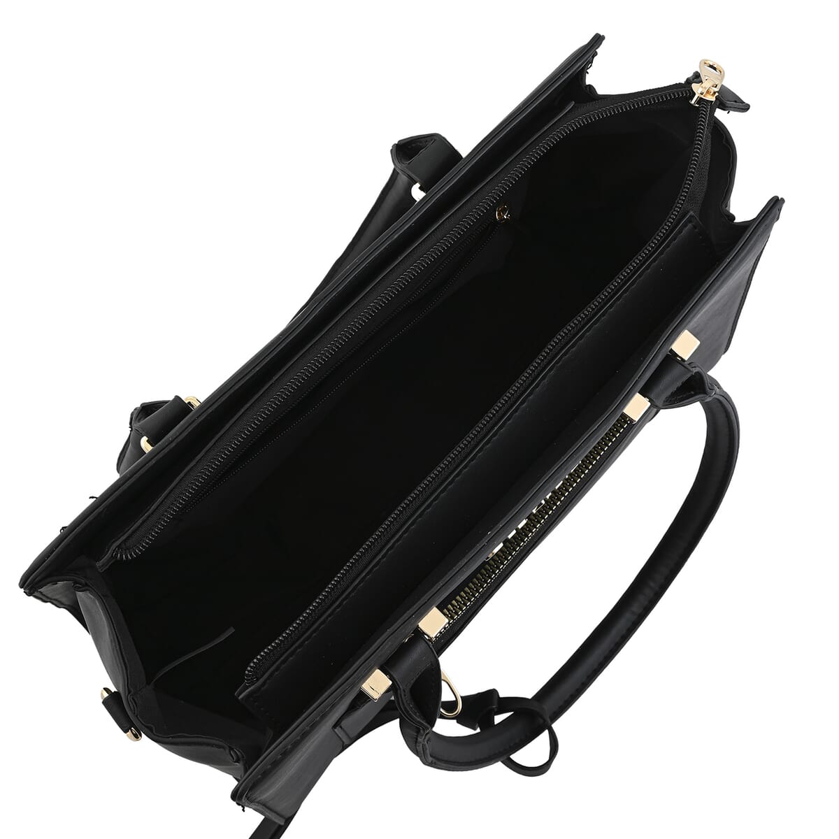Cee Klein Black Faux Leather Shoulder Bag with Top Zipper image number 5
