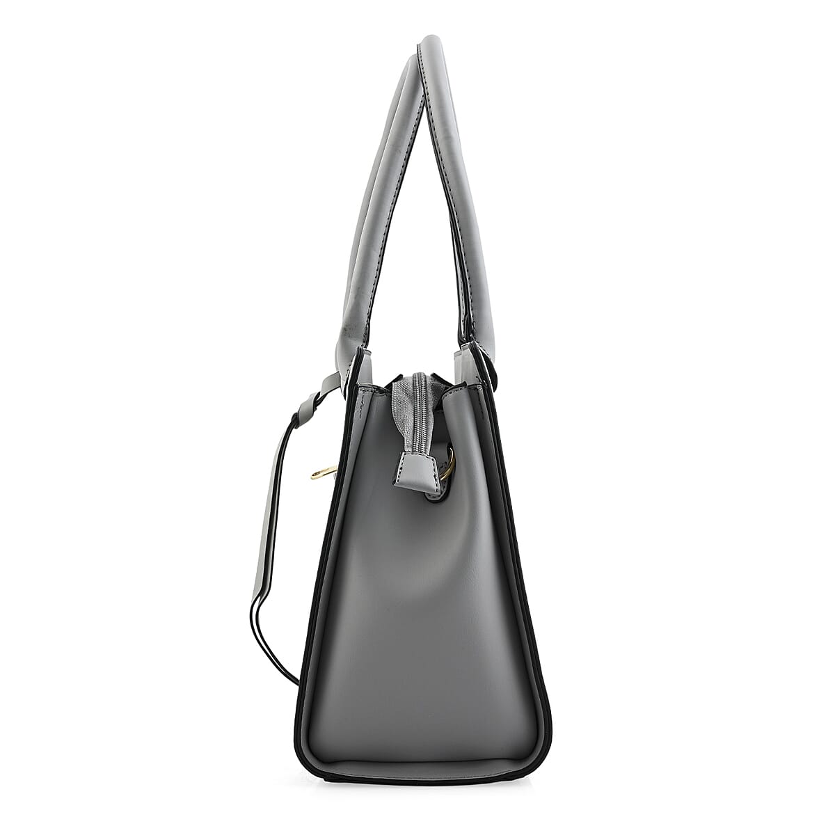 Cee Klein Gray Faux Leather Shoulder Bag with Top Zipper image number 3