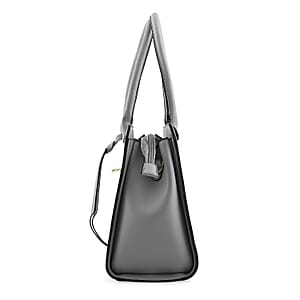 Cee Klein Gray Faux Leather Shoulder Bag with Top Zipper