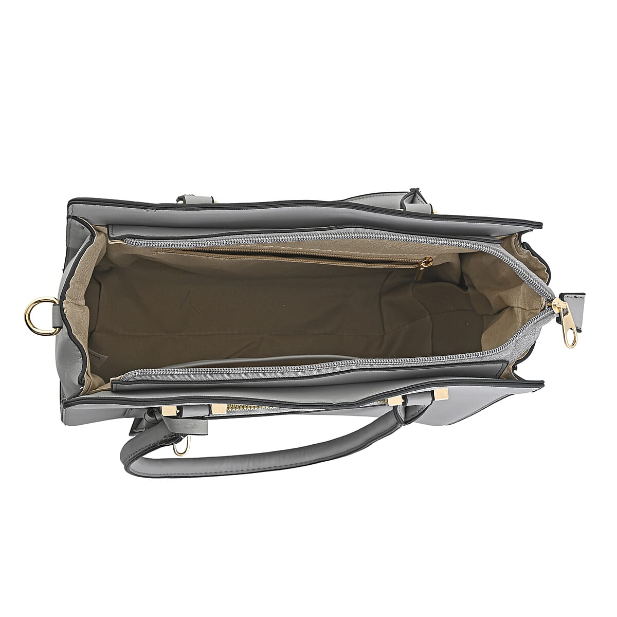 Cee Klein Gray Faux Leather Shoulder Bag with Top Zipper image number 5