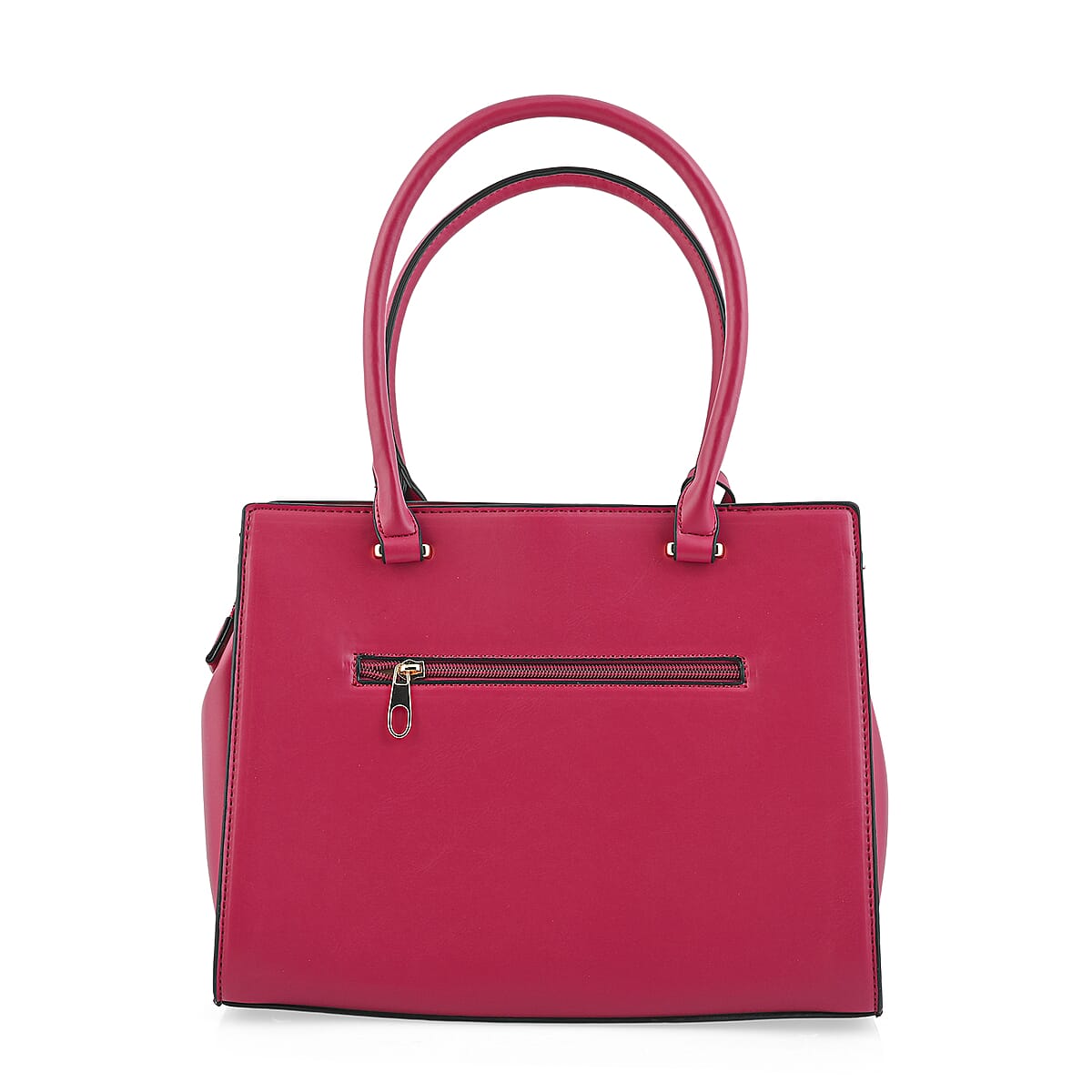 Cee Klein Fuchsia Faux Leather Shoulder Bag with Top Zipper  image number 2