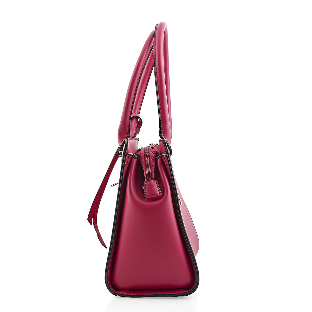 Cee Klein Fuchsia Faux Leather Shoulder Bag with Top Zipper  image number 3