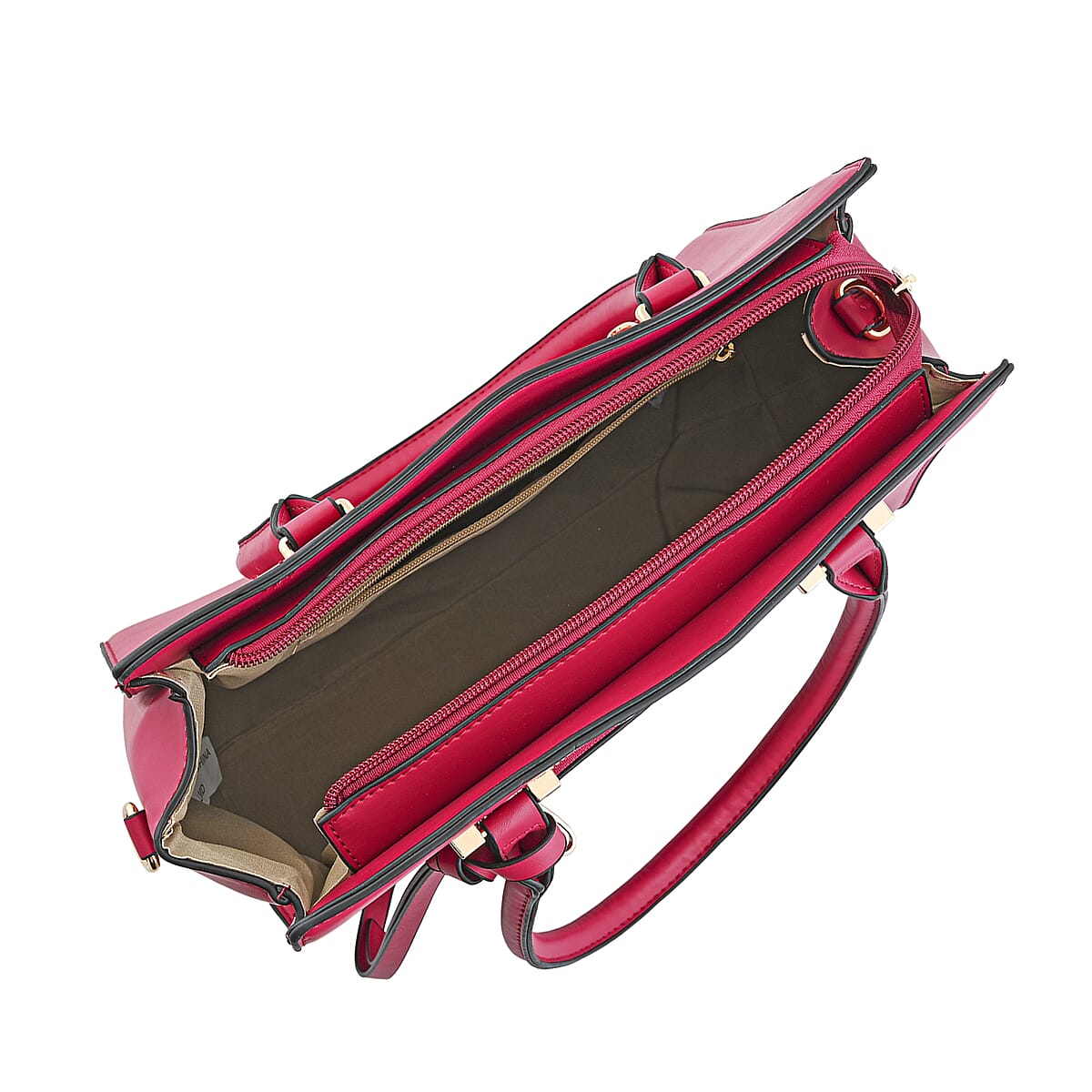 Cee Klein Fuchsia Faux Leather Shoulder Bag with Top Zipper  image number 5