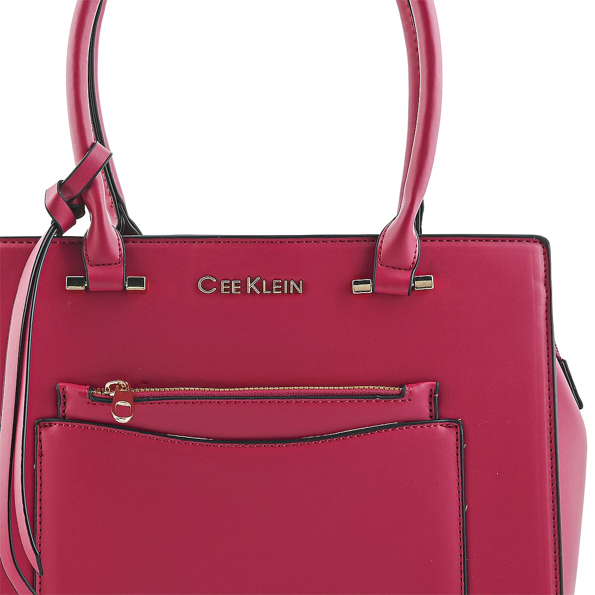 Cee Klein Fuchsia Faux Leather Shoulder Bag with Top Zipper  image number 6