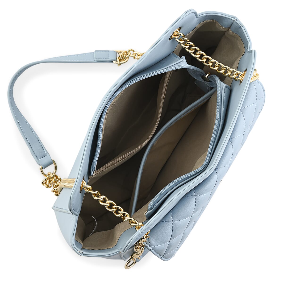 Gloria Vanderbilt Light Blue Quilted Faux Leather Shoulder Bag image number 5