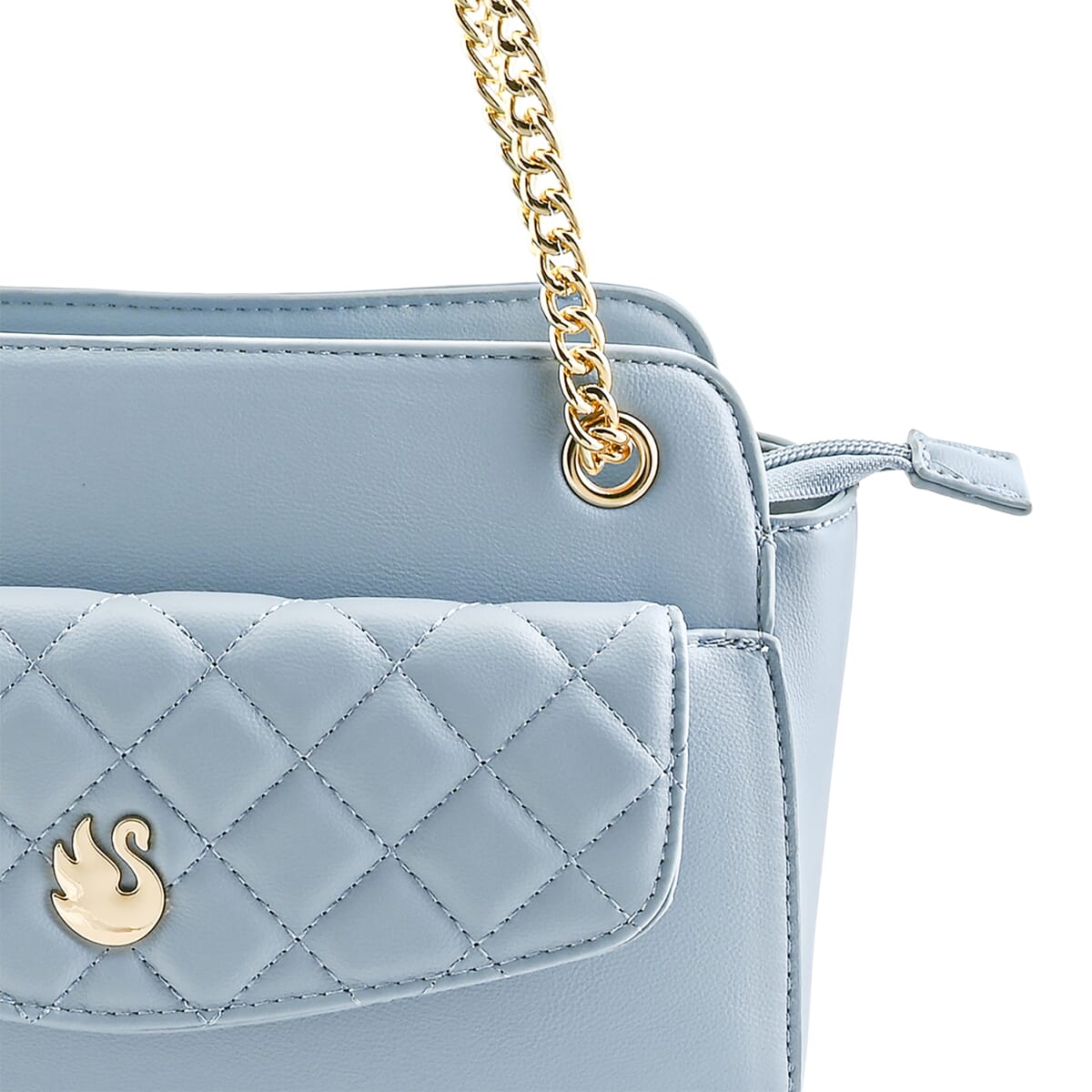 Gloria Vanderbilt Light Blue Quilted Faux Leather Shoulder Bag image number 6