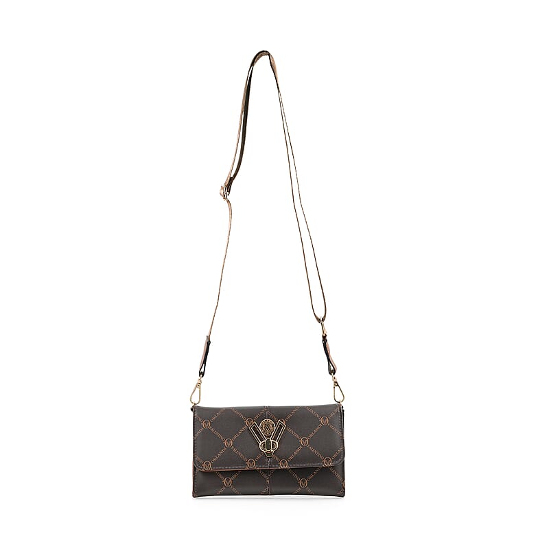 Valentino Orlandi Printed Brown Vegan Leather Crossbody Bag 