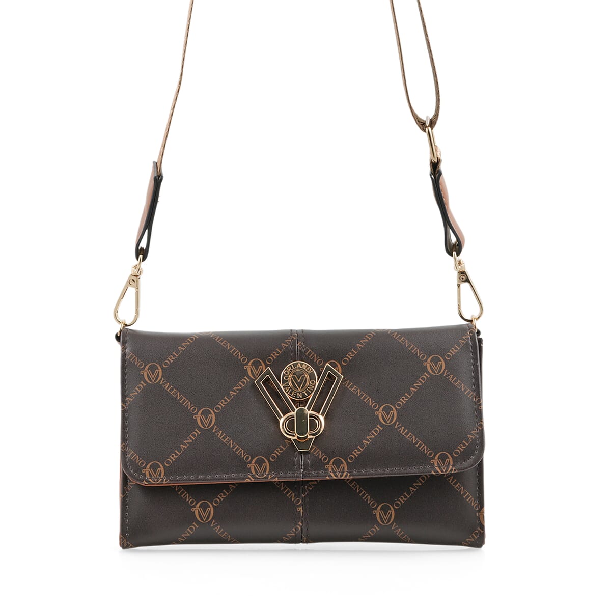 Valentino Orlandi Brown Printed Vegan Leather Crossbody Bag  image number 1