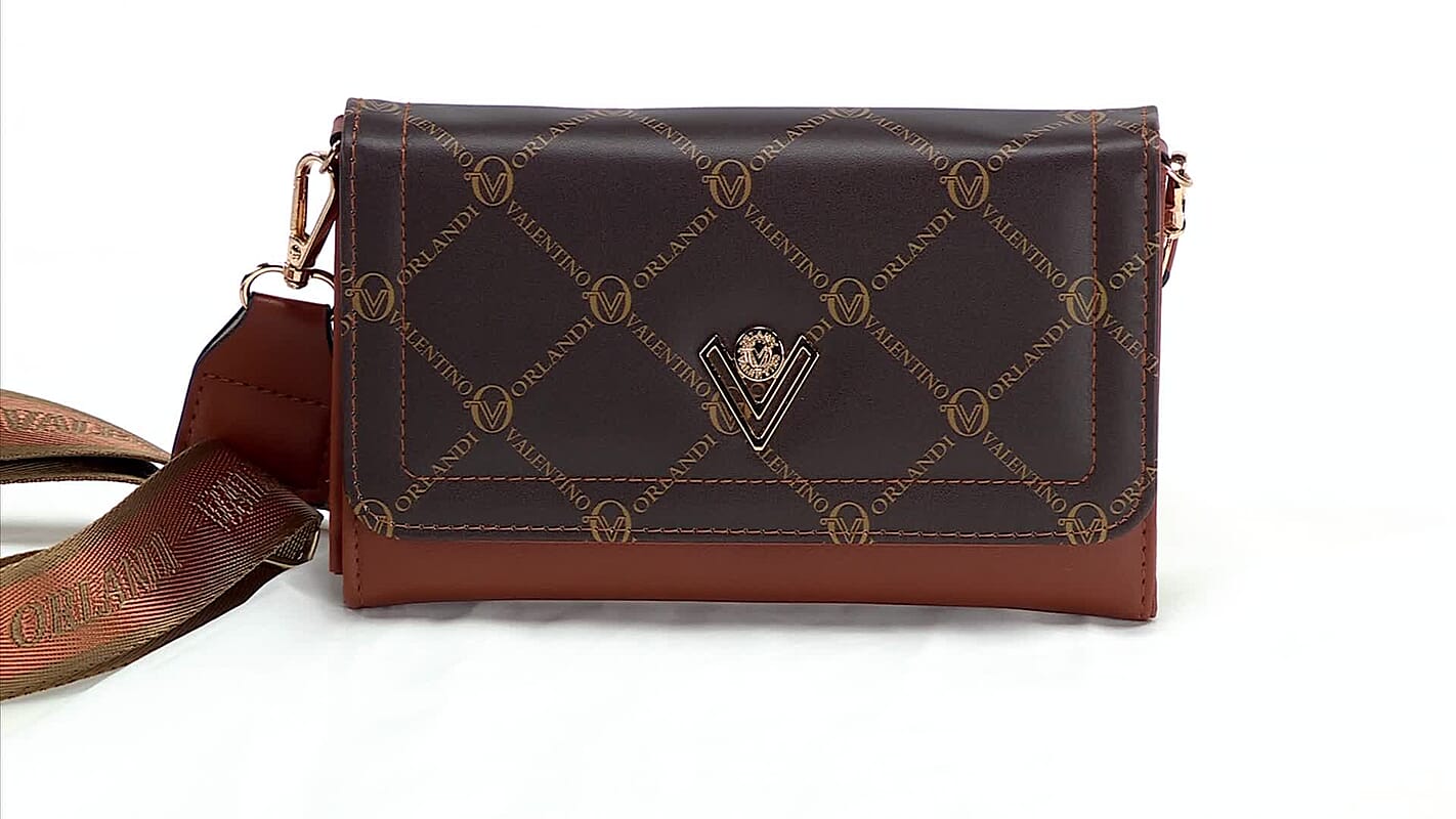Valentino Orlandi Printed Brown Vegan Leather Crossbody Bag